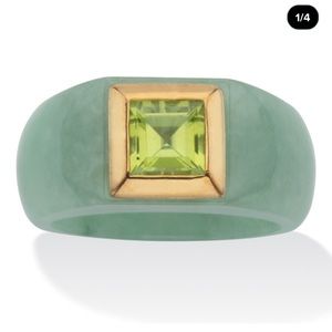 GENUINE JADE & PERIDOT .84 TCW GREEN RING